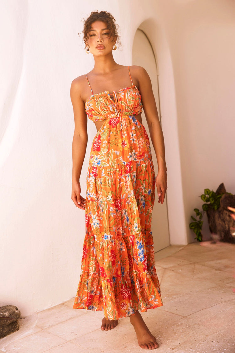 Timeless Dreams Maxi Dress - Orange Multi for women