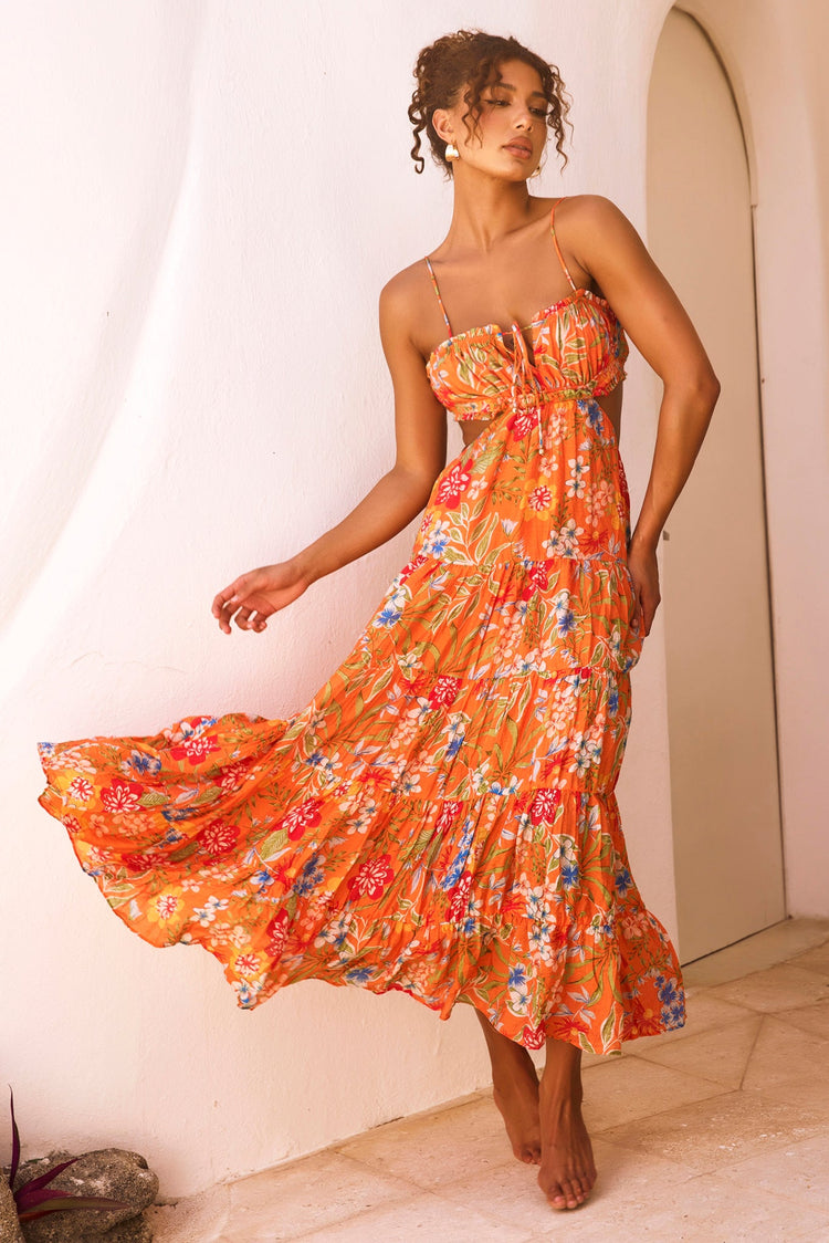 Timeless Dreams Maxi Dress - Orange Multi for women