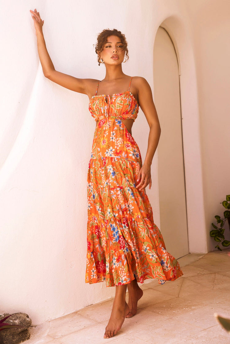 Timeless Dreams Maxi Dress - Orange Multi for women