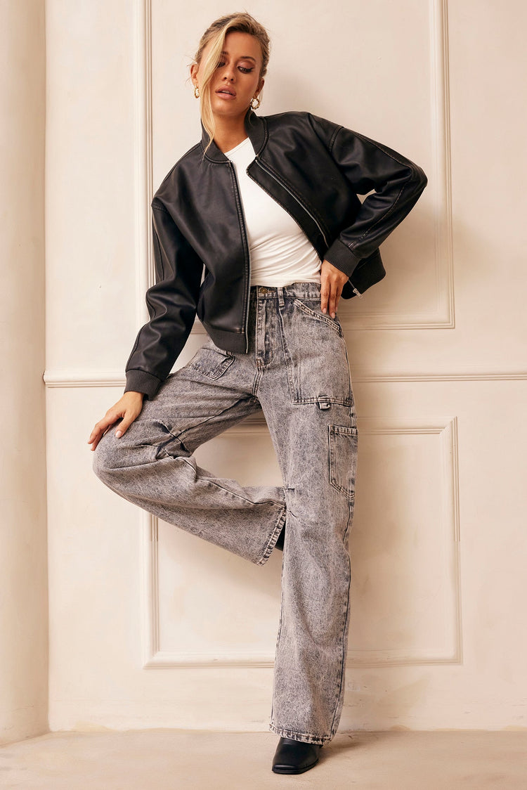 Understated Vegan Leather Jacket - Black for women