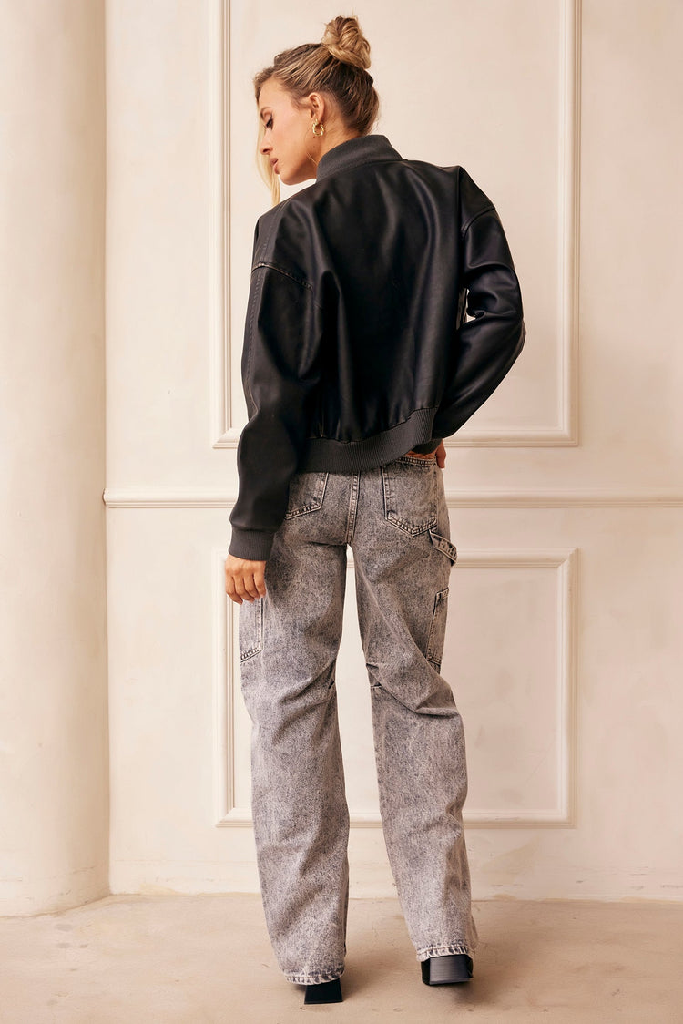 Understated Vegan Leather Jacket - Black for women