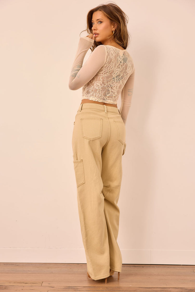 Urban Utility Denim Jeans - Stone for women