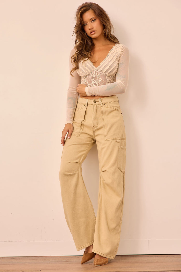 Urban Utility Denim Jeans - Stone for women