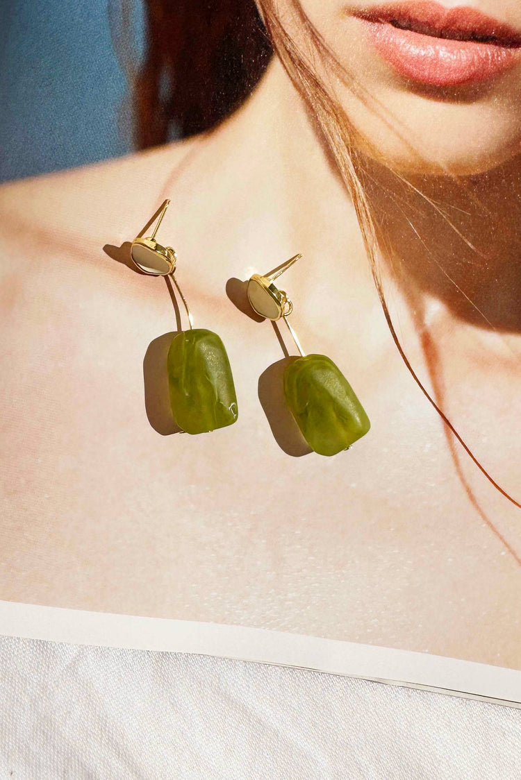 Verdant Whispers Earrings - Olive for women