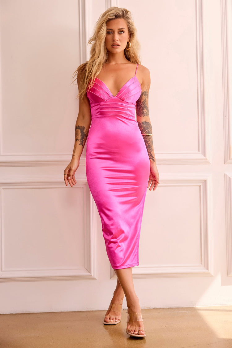 Viola Midi Dress - Hot Pink for women
