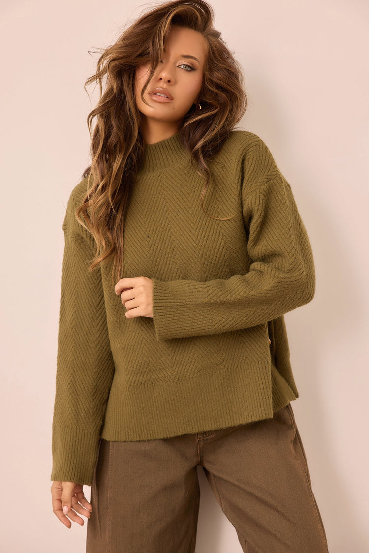 Washed Ashore Knit Sweater - Olive for women