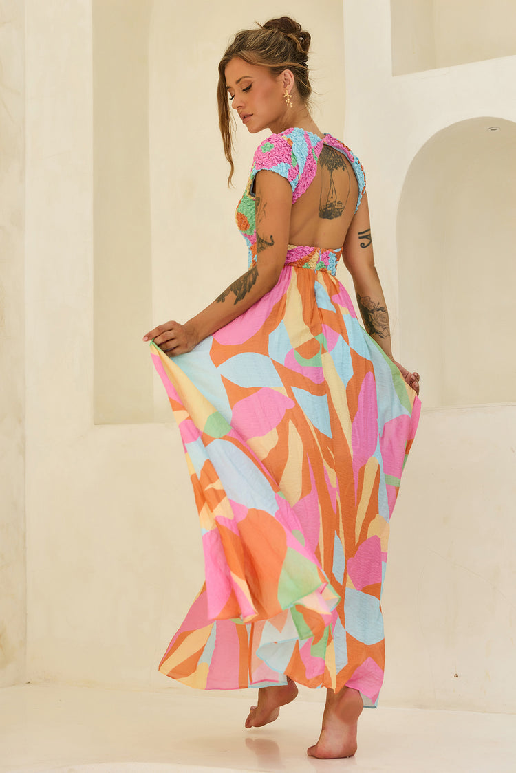You For Me Woven Maxi Dress - Aqua Multi for women