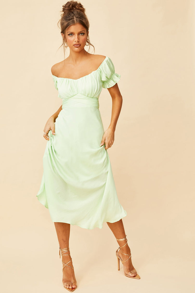 Swing Dancin' Midi Dress - Green DRESSES Sage and Paije