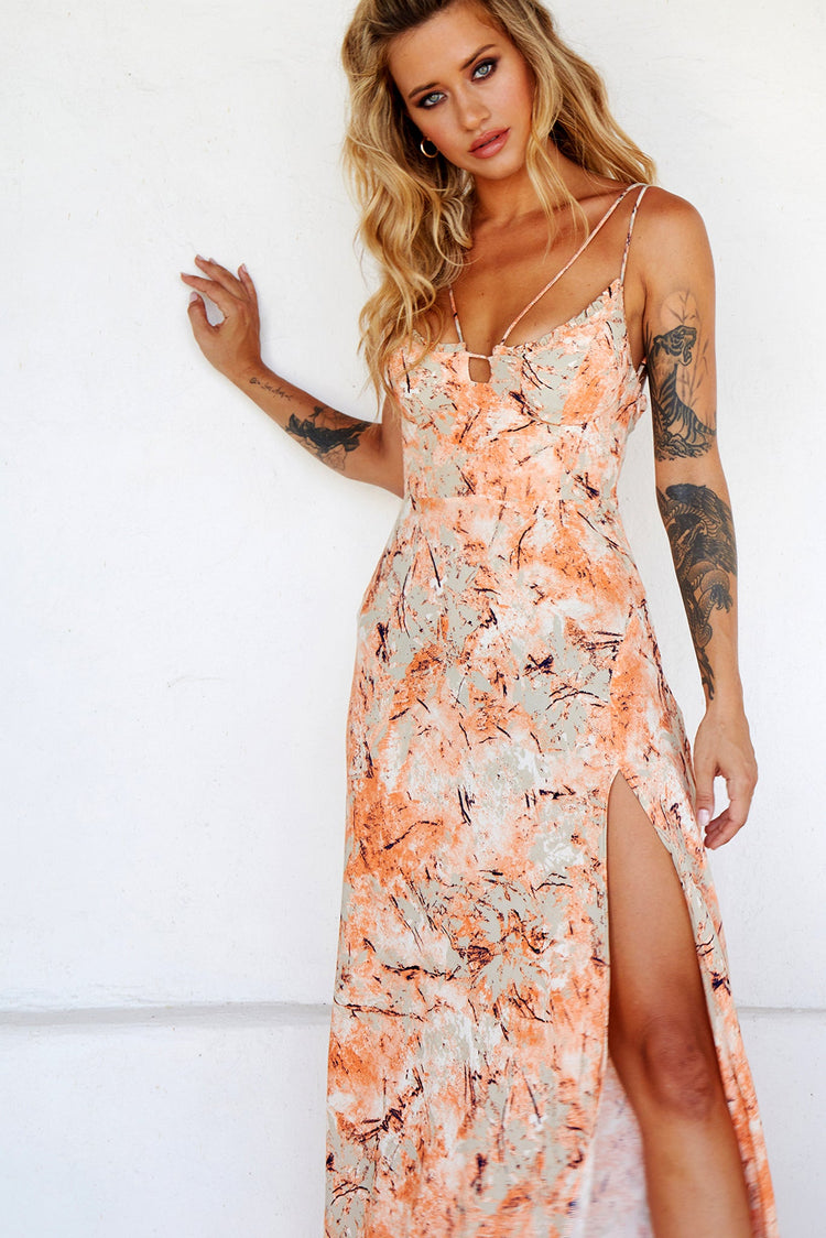 Wishbone Maxi Dress - Orange DRESSES Sage and Paije