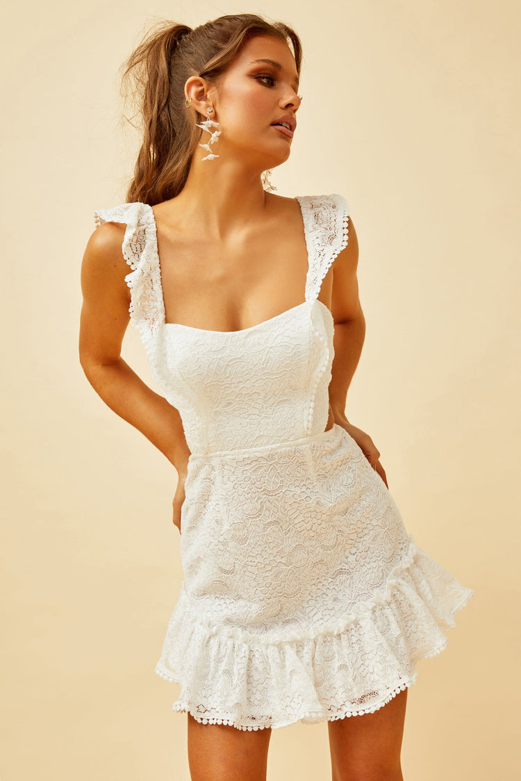 Marigold Lace Mini Dress - White DRESSES Sage and Paije