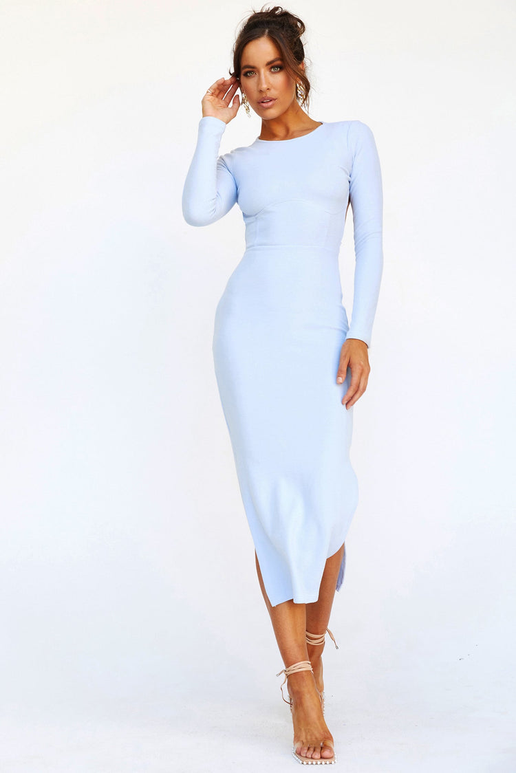 Blessed Midi Dress - Steel Blue DRESSES Sage and Paije
