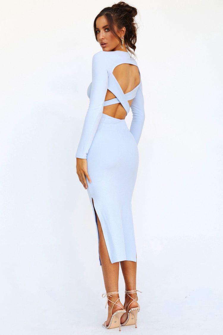 Blessed Midi Dress - Steel Blue DRESSES Sage and Paije