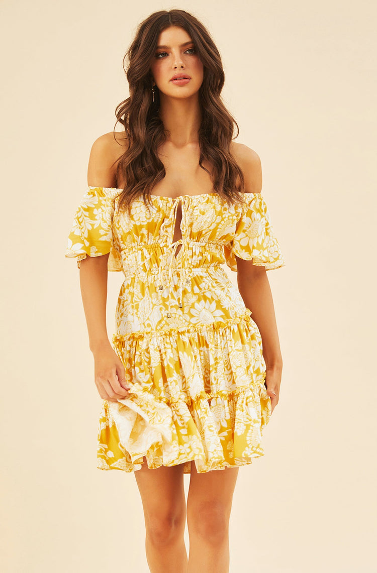 On Mine Mind Mini Dress - Yellow DRESSES Sage and Paije