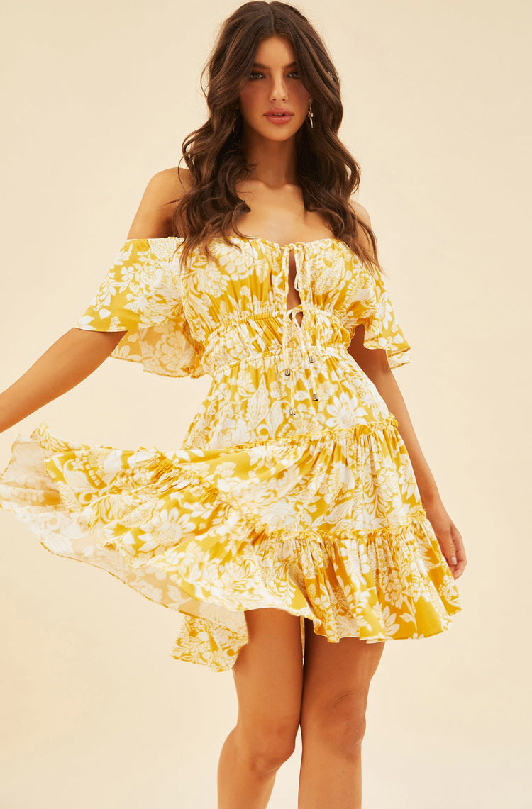 On Mine Mind Mini Dress - Yellow DRESSES Sage and Paije