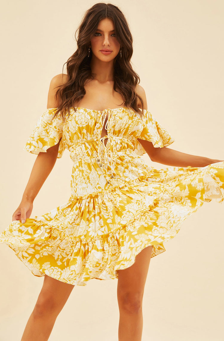 On Mine Mind Mini Dress - Yellow DRESSES Sage and Paije