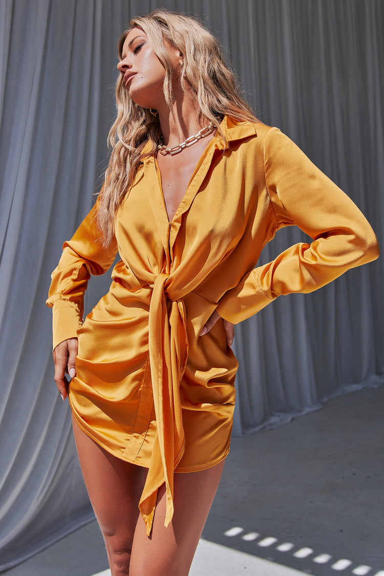 Evelyn Satin Dress - Sunset DRESSES Sage and Paije