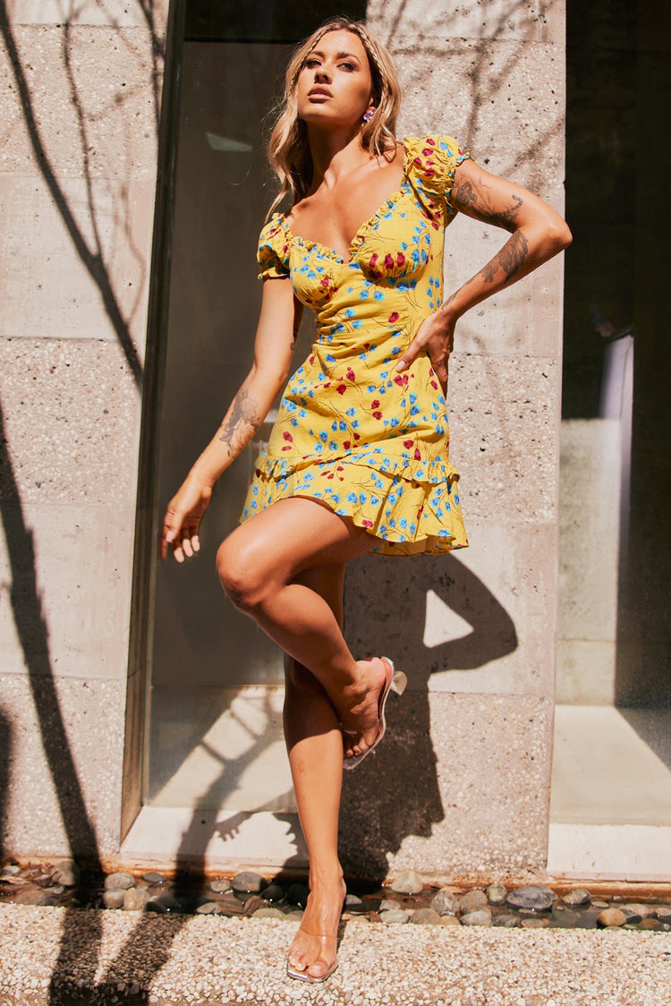 Coastline Dreaming Mini Dress - Yellow DRESSES Sage and Paije