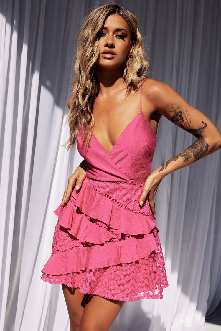 Floating Mini Dress - Hot Pink DRESSES Sage and Paije