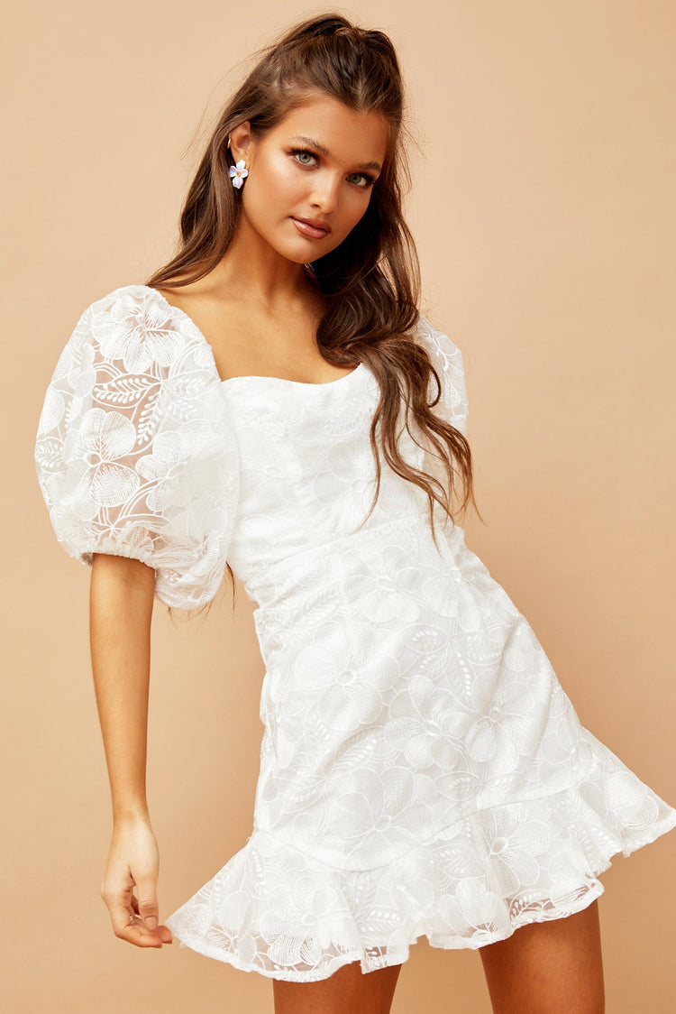 Clarissa Lace Mini Dress - White DRESSES Sage and Paije