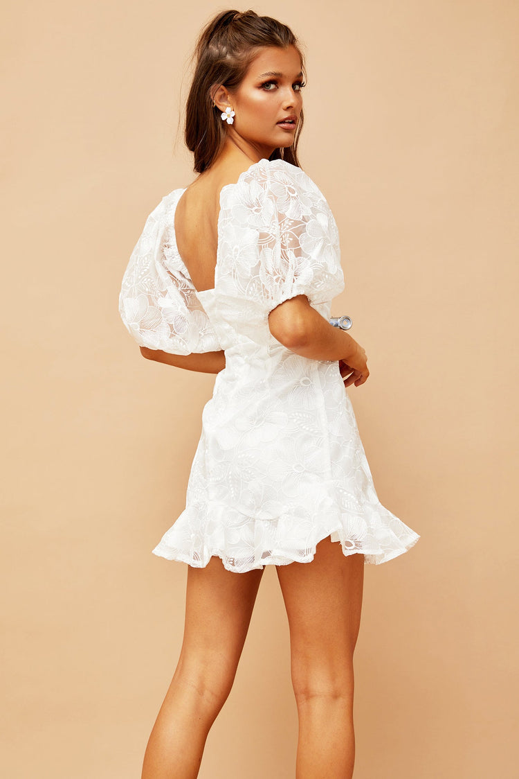 Clarissa Lace Mini Dress - White DRESSES Sage and Paije