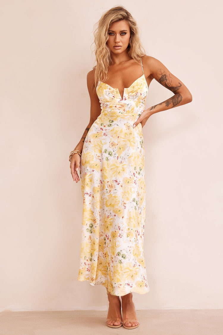 Vintage Summer Midi Dress - Yellow DRESSES Sage and Paije