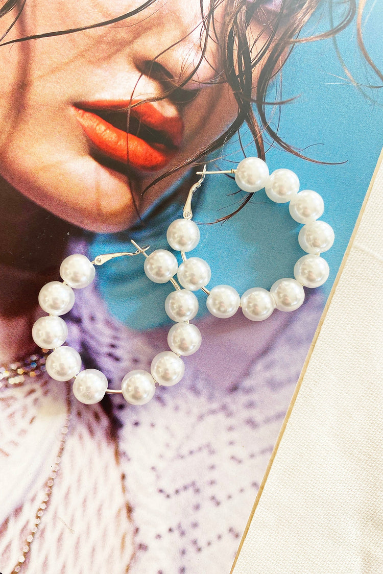 Amber Pearl Hoops - White ACCESSORIES Sage and Paije