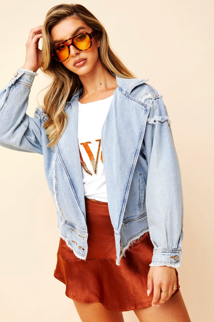 Reclaim Your Power Denim Jacket - Washed Blue DENIM Sage and Paije