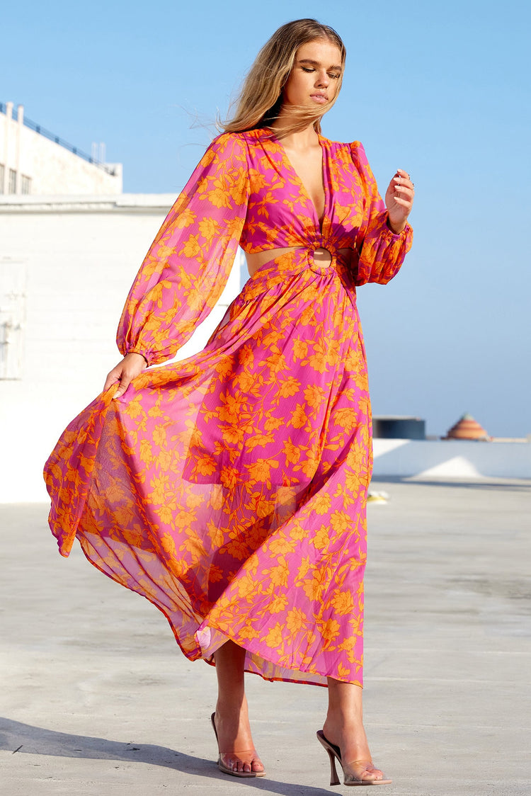 Swift Maxi Dress - Pink Orange DRESSES Sage and Paije