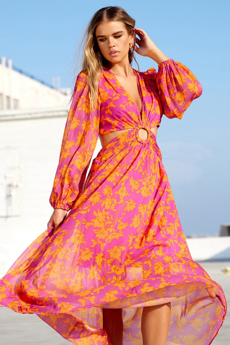 Swift Maxi Dress - Pink Orange DRESSES Sage and Paije