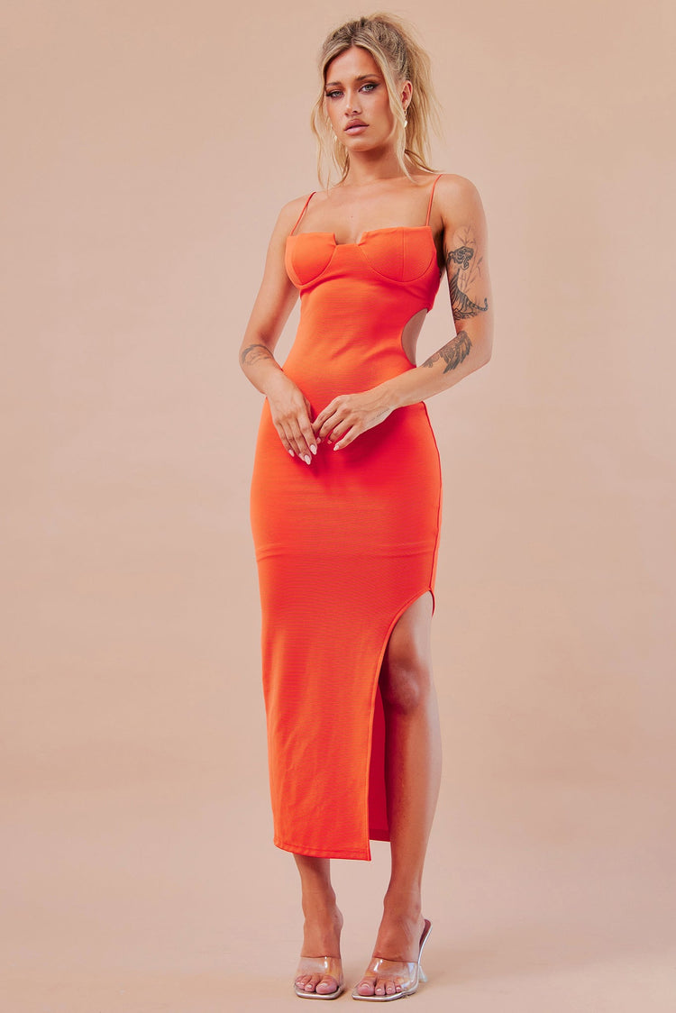Stacked Up Midi Dress - Tangerine DRESSES Sage and Paije