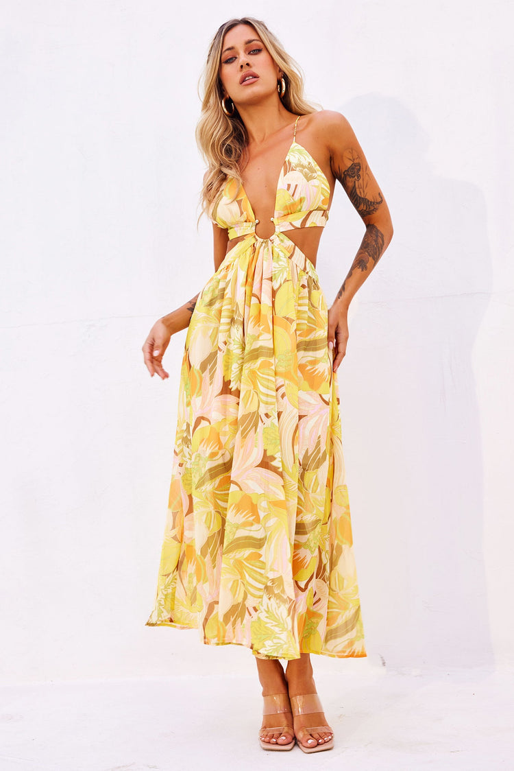 Rays Maxi Dress - Yellow Print DRESSES Sage and Paije