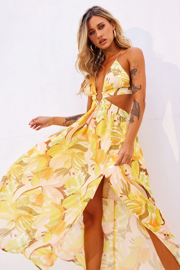 Rays Maxi Dress - Yellow Print DRESSES Sage and Paije