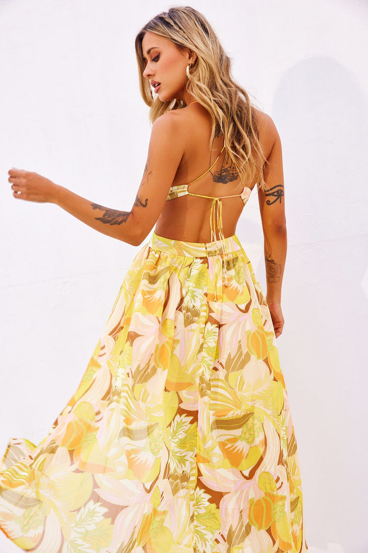 Rays Maxi Dress - Yellow Print DRESSES Sage and Paije