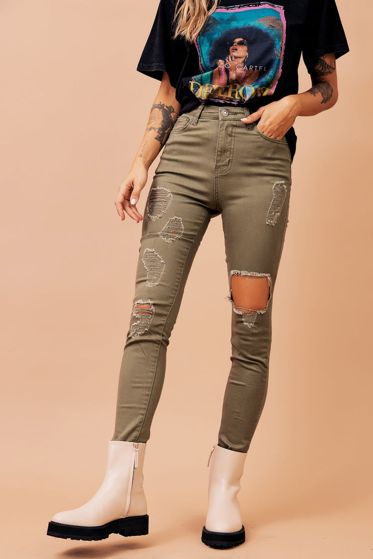 Bad Idea Jeans - Khaki Green DENIM Sage and Paije