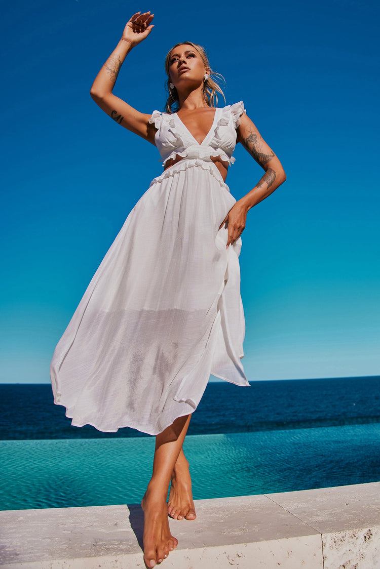 Gaining Ground Midi Dress - White DRESSES Sage and Paije