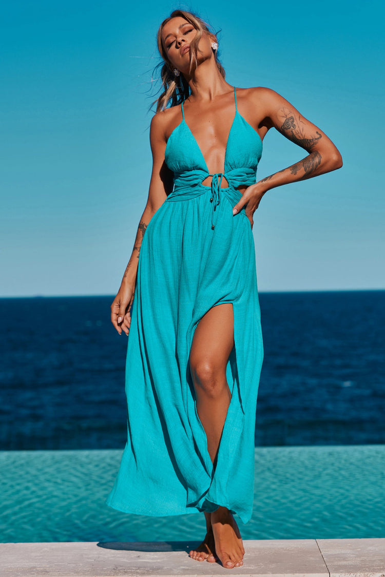 Dolly Maxi Dress - Aqua DRESSES Sage and Paije