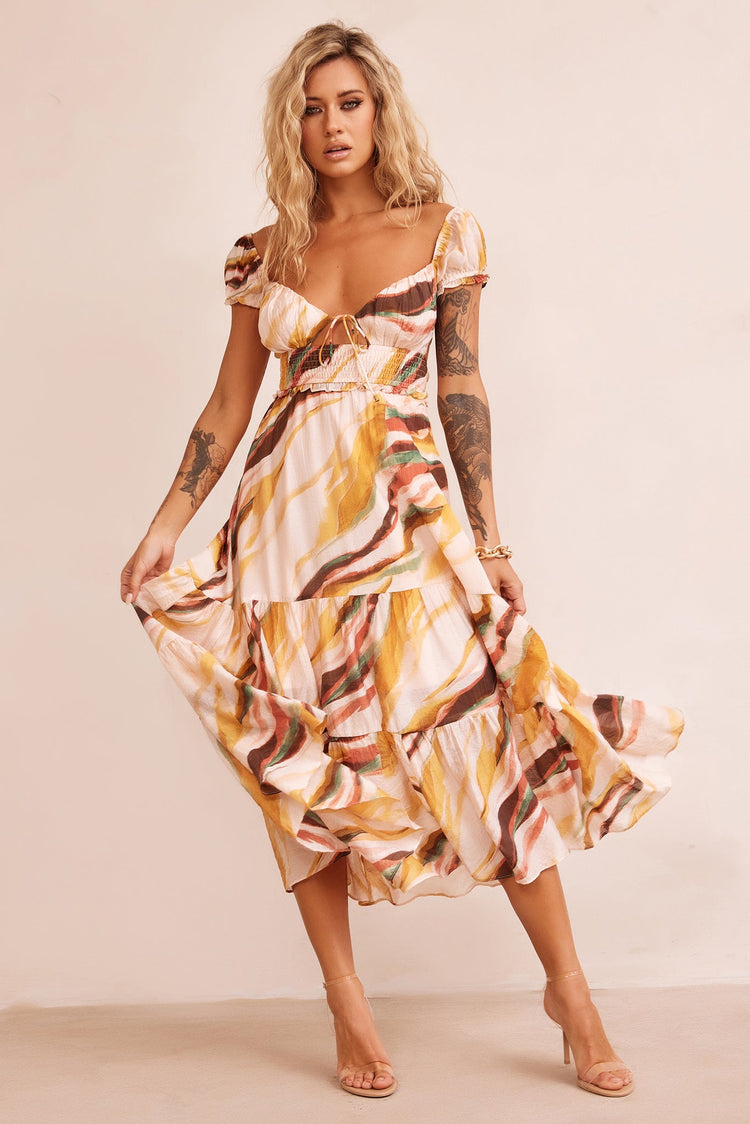 Ruffle It Up Maxi Dress - Yellow Multi DRESSES Sage and Paije