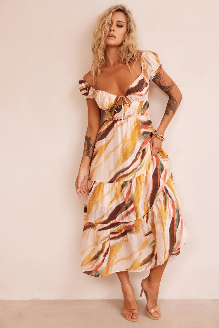Ruffle It Up Maxi Dress - Yellow Multi DRESSES Sage and Paije
