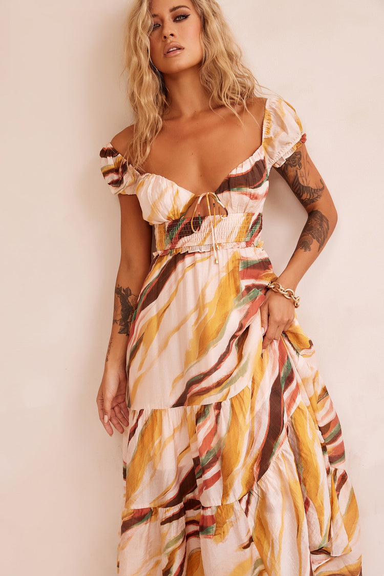 Ruffle It Up Maxi Dress - Yellow Multi DRESSES Sage and Paije