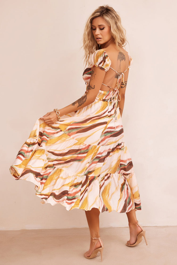 Ruffle It Up Maxi Dress - Yellow Multi DRESSES Sage and Paije
