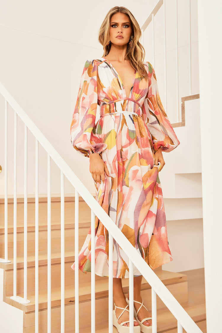 Flow State Midi Dress - Pink Multi DRESSES Sage and Paije