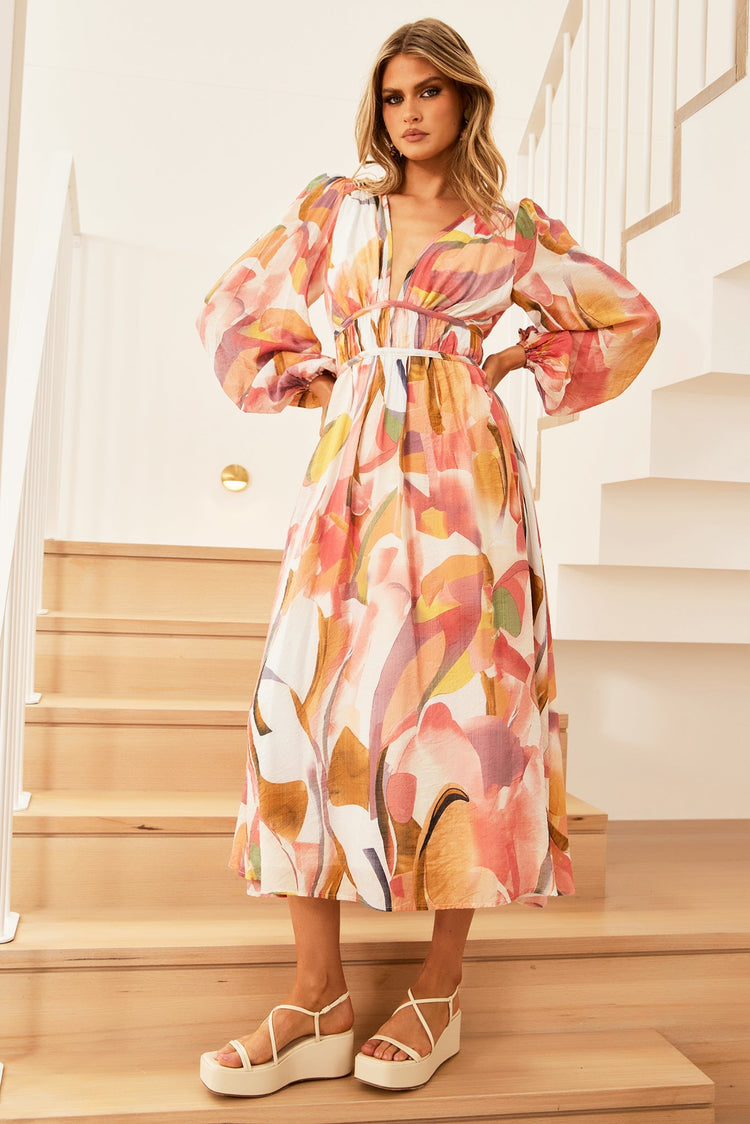 Flow State Midi Dress - Pink Multi DRESSES Sage and Paije