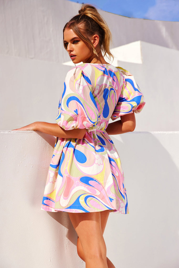 Wander Mini Dress - Blue Multi DRESSES Sage and Paije