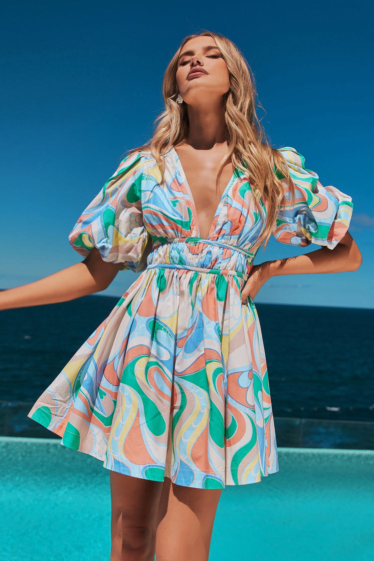 Wander Mini Dress - Orange Multi DRESSES Sage and Paije