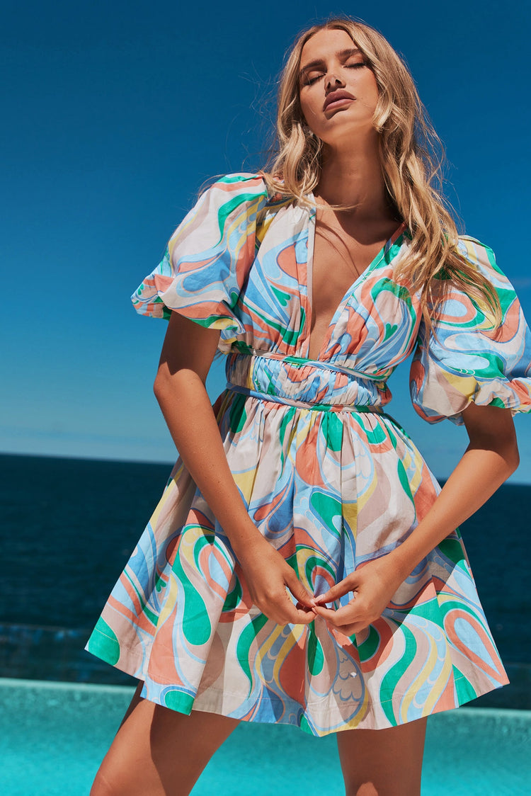 Wander Mini Dress - Orange Multi DRESSES Sage and Paije