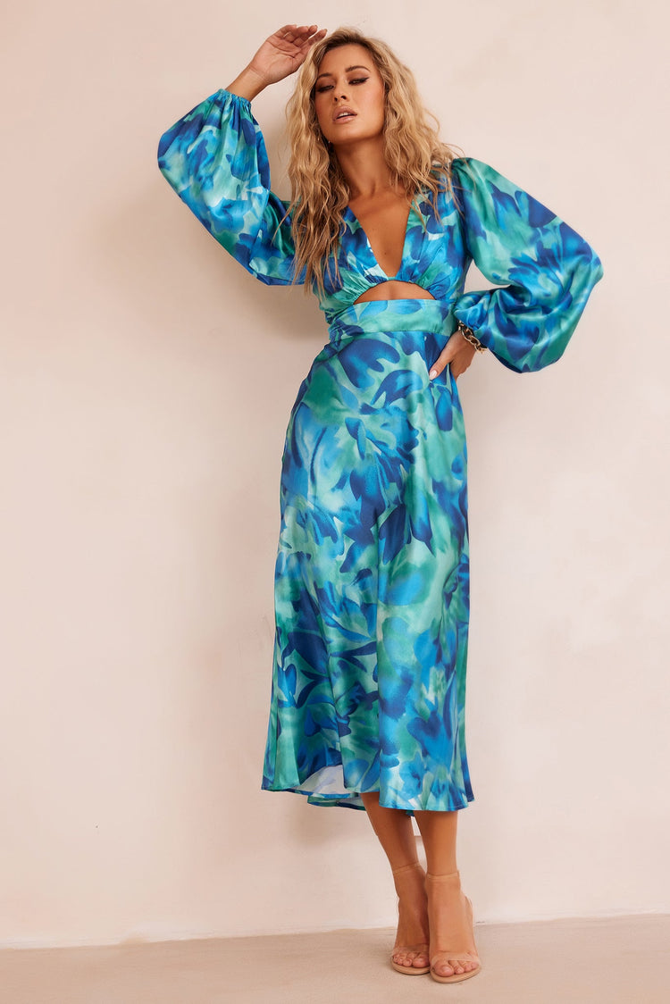 All That Matters Midi Dress - Blue Multi DRESSES Sage and Paije