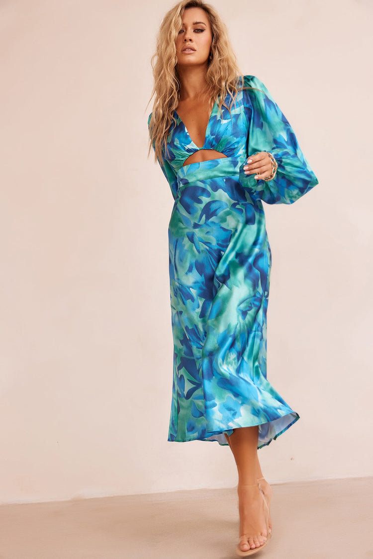 All That Matters Midi Dress - Blue Multi DRESSES Sage and Paije
