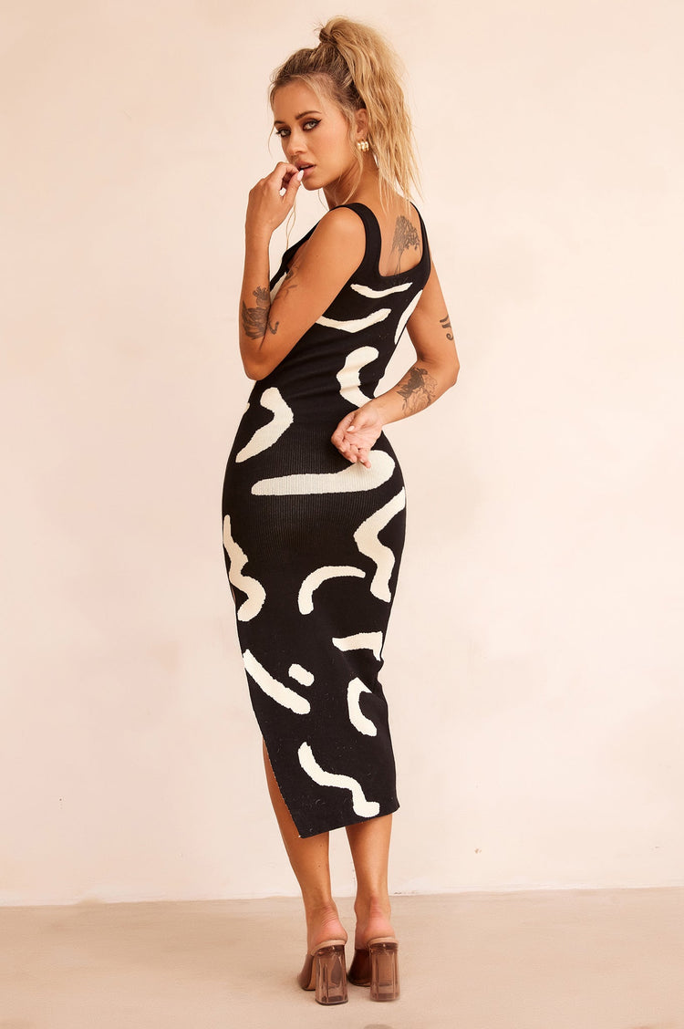 Attached Knit Midi Dress - Black KNITWEARS Sage and Paije