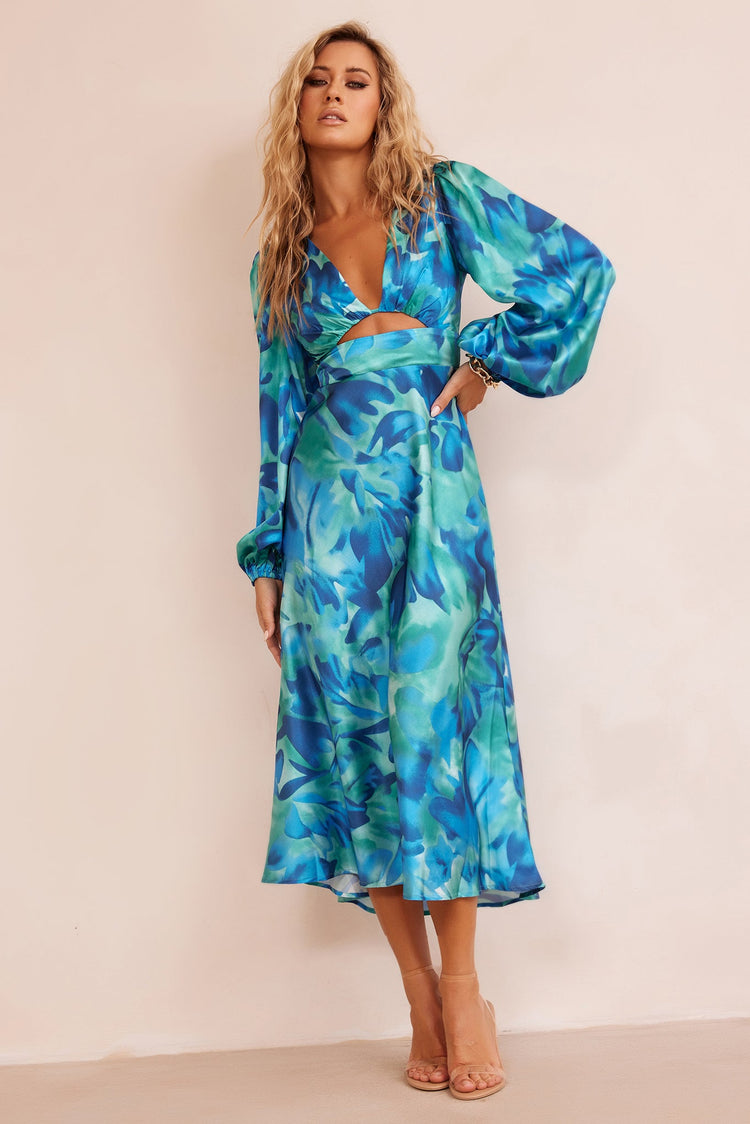 All That Matters Midi Dress - Blue Multi for women