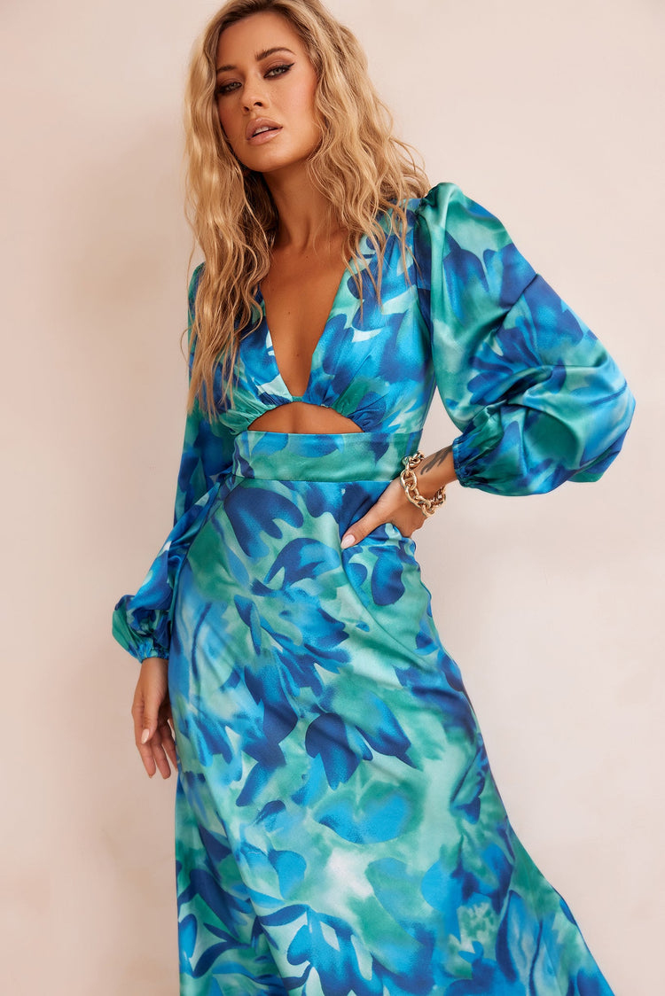 All That Matters Midi Dress - Blue Multi for women